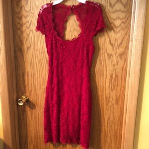 Red formal lace dress